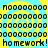 Pixelated yellow and cyan spiral background with repeated black text 'homework! homework!' on a static image.