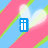 Pixelated icon with diagonal pink and green stripes on light blue background, featuring four text elements: 'ii', 'lloovvee', 'yyoouu', and '.<3.' in white block letters on blue rectangles.
