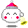 A 4-frame animated contact sheet of a pixelated cartoon character with pink cheeks, closed eyes, and a yellow bell-like object held in its hand against a gray background.