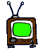 Four identical cartoon-style television sets with brown frames, white borders around green screens, and blue antennas on gray background.