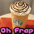 Four identical Starbucks Frappuccino cups with whipped cream and chocolate drizzle, each with a different colored 'Oh Frap' text overlay.