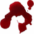Red pixelated shape resembling a stylized blood splatter with multiple rounded lobes and a central white void on a plain background.