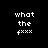 Four pixelated text on black background with red bars over 'what the fxxx' text, each showing different bar placement