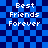 Blue and dark blue checkered background with white pixelated text reading "Best Friends Forever" in four identical arrangements.