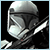 Pixelated static image of a helmeted figure with white and gray tones against black background, holding two lightsabers.
