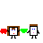 Animated contact sheet of pixel art stick figures with red and green arms holding hands, displaying sequential text phrases in a 5x5 grid layout.