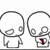Two cartoon figures with blank faces, one holding a red heart, standing against a white background.