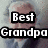 A four- shows a pixelated elderly man with white hair and dark clothing, with text overlays changing
