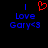A pixelated digital image displays blue text reading "Love Gary<3" with a red heart symbol above the text on the left side, while the right side shows the same text without the heart symbol.