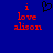 Blue background with red pixelated text reading "i love alison" and a black heart symbol above the left side of the text.