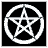 A white pentagram inside a circle on a black background, with 'BLESSED BE' text appearing and changing color across frames.