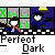 Pixelated character in blue outfit with orange accents performs shooting animation across background, red laser effects visible