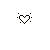 Two pixelated heart icons side-by-side on white background, one outlined with dots and the other filled solid black.