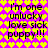 Pixelated text reads 'I'm one unlucky love sick puppy!!!' on a yellow heart patterned background with purple spacing between hearts.