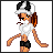 Pixel art contact sheet showing a female character in black-and-white sailor outfit with orange skin, performing walking animation across three frames and displaying 'Simply Vintage' text below.