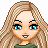Pixel art character with long blonde hair, blue eyes, and red lips wearing a green top and white pants with a brown sash.