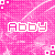 A static pink pixelated image with repeating text "Abby" and small square patterns on a gradient background.