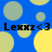 Blue background with yellow and light green circles; black text "Lexxz <3" repeated twice horizontally and vertically.