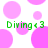 Pixelated green text "Diving<3" appears over a white background with pink circles and half-circles in a repeating pattern.