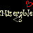 Red pixelated heart above repeated light-colored text on black background with visible digital artifacts.