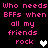 Pixelated text in pink reads "Who needs BFFs when all my friends rock" with a white heart and gray heart on black background.