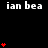 Black background with white text 'ian bea' repeated across multiple and , red heart symbols scattered in vertical stacks of one to six hearts at various positions
