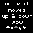 Pixelated text and heart symbols on black background, with animated heart color change from white to gray.