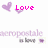 Pixelated purple hearts and pink text 'Love', 'Your', 'Life' appear alongside faded 'aeropostale is buy' watermarks on white background.