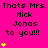 A bright pink background displays repeated text "Thats Mrs. Nick Jonas to you!!!" with yellow star icons in varying quantities across three