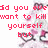 Pixelated red text on white background with blurred pink and gray floral patterns, displaying a question about self-harm.