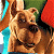 A pixelated contact sheet showing two frames of an animated Scooby-Doo icon with a green background displaying "Original Icons .com" text.