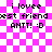 Pixelated text on a pink-and-white checkered background with animated sparkles appearing in the lower-right corner across frames.