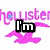 Animated pink bird silhouette flies beneath repeating 'hollister' text, with changing black-and-white text overlays reading 'I'm', 'a', 'hollister', and 'girl'.