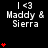Static image of multiple 'Maddy & Sierra' text blocks with red heart symbols in varying quantities on a black background.