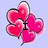 A static icon with pink hearts and text overlays on a light purple background.