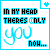 Pixelated text reads "IN MY HEAD THERES ONLY you now..." with blue and black lettering on white background, framed by light blue border.