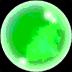 Green swirling bubble transitions to a fairy-like character with white wings and long dark hair inside the same green bubble.