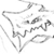 Pixelated grayscale icon of a stylized character with flowing hair and dynamic pose, rendered in low-resolution 256x256 pixels.