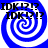 Blue and white spiral pattern with repeated black text "IDK!?!" in four quadrants, static image.