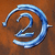 Two side-by-side pixelated frames of a Halo 2-themed animated buddy icon featuring metallic blue symbols on contrasting backgrounds.