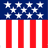 American flag design with blue field of white stars and red-white stripes, featuring large dark blue USA text over the stripes.