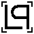 A black-and-white animated contact sheet showing two frames of a pixelated 'L9' logo with corner brackets, displayed side-by-side on a gray background.