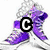 Six distinct visual variations of a name-based icon set featuring footwear and abstract shapes with text overlays.