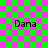 Green and pink checkered background with four instances of the text 'Dana' in black pixelated font, each overlaid with a semi-transparent pattern
