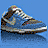 Six views of a single sneaker on blue background, showing different angles and color variations with visible Nike swoosh logo.