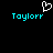 Pixelated cyan text 'Taylerr' appears twice on a black background with a white pixel-art heart above the left instance.