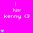 A bright pink background displays repeated 'i luv kenny <3' text with cyan heart symbols in varying quantities across three of identical layouts