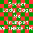 Pixelated text on a red and green checkered background with repeated words 'Soccer', 'Lady Gaga', 'Me', 'Trumpet', and partial phrases.