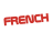 Animated contact sheet of red text and lips icons with sequential frame changes showing partial letters forming 'FRENCH KISS' and a lip graphic.