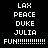 Pixelated text with selectable names and phrases on black background, blue highlight shifts across in animation